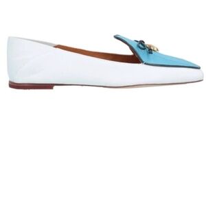 Tory Burch women white & blue two-tone loafers flat